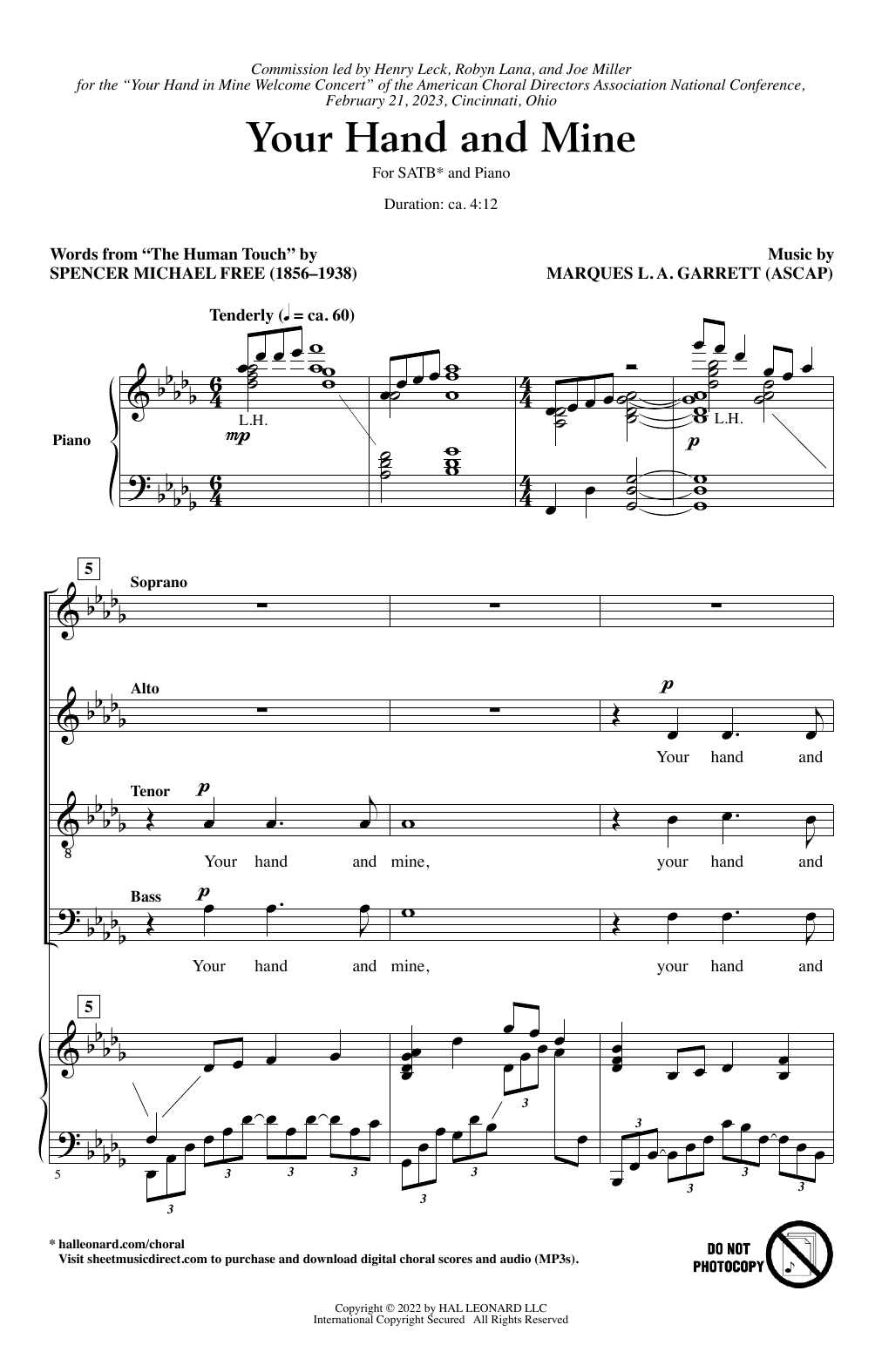 Download Marques L.A. Garrett Your Hand and Mine Sheet Music