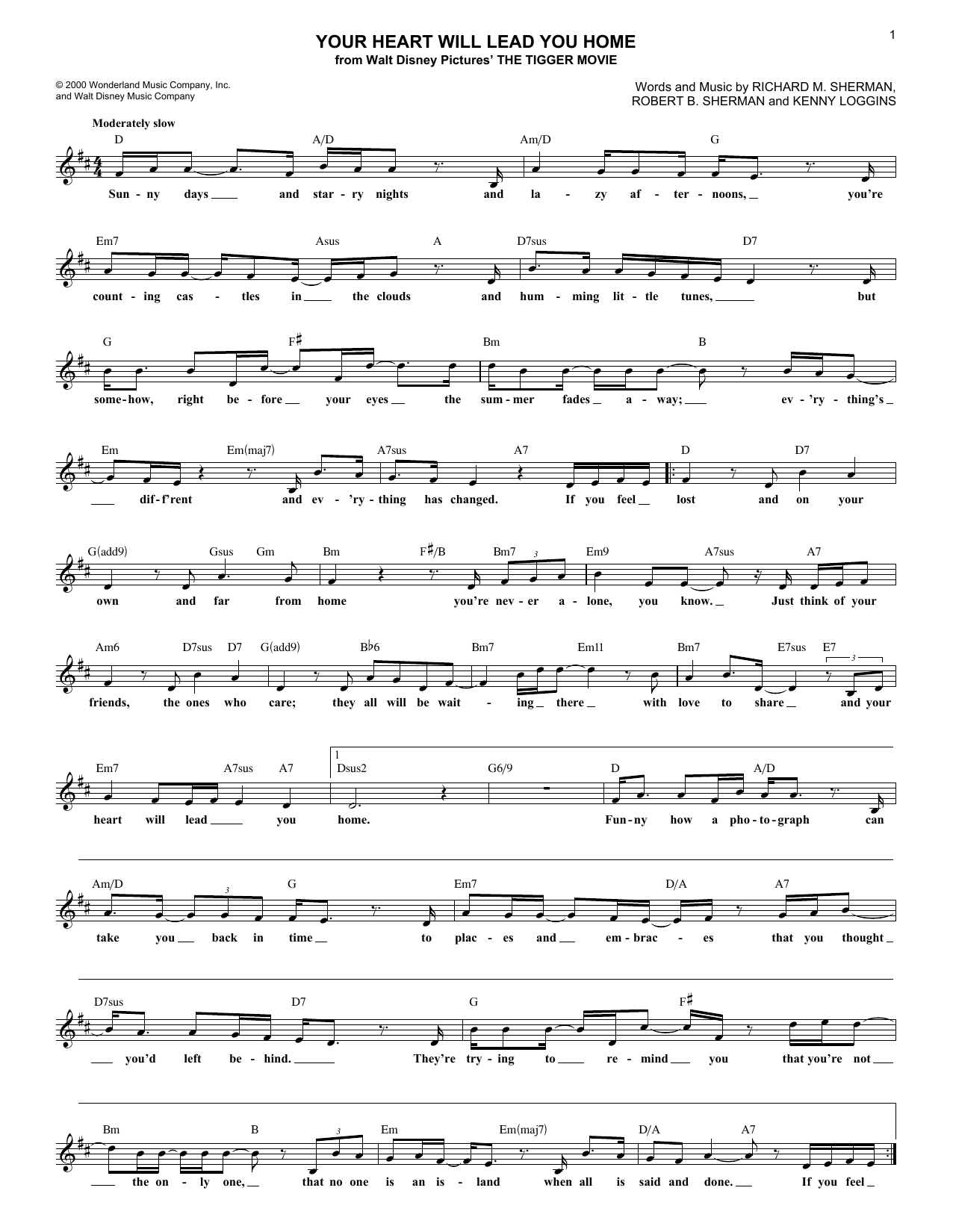 Download Richard M. Sherman Your Heart Will Lead You Home Sheet Music