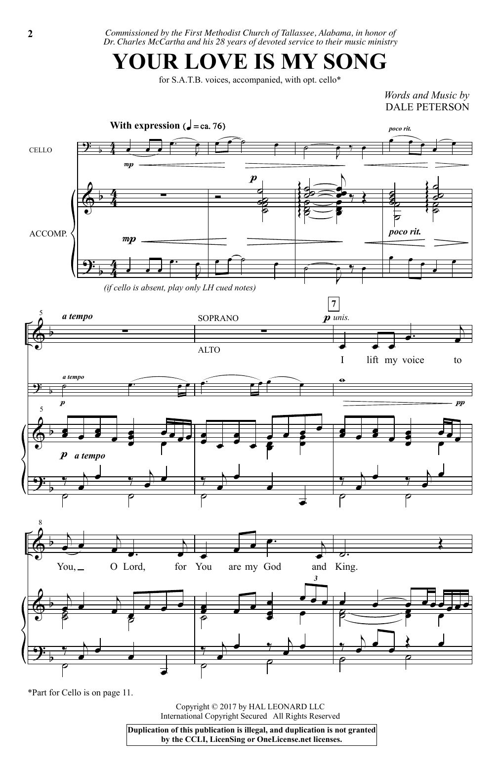 Download Dale Peterson Your Love Is My Song Sheet Music