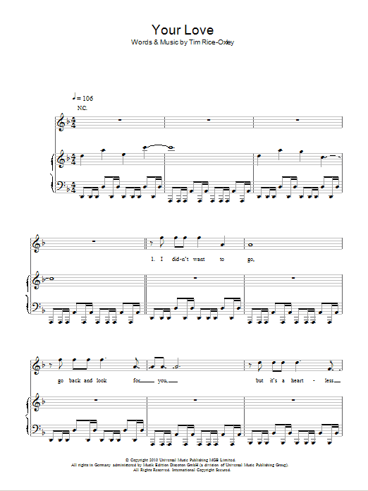 Download Keane Your Love Sheet Music