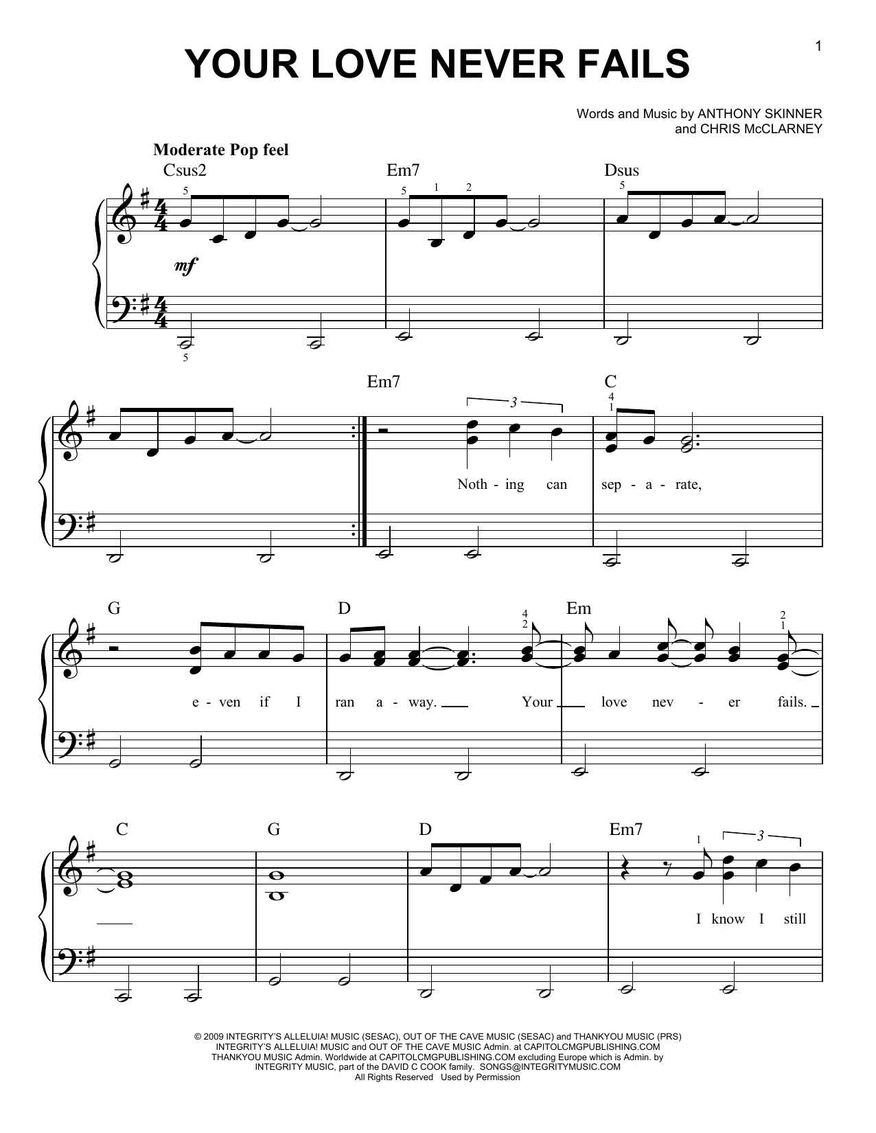 Download Chris McClarney Your Love Never Fails Sheet Music