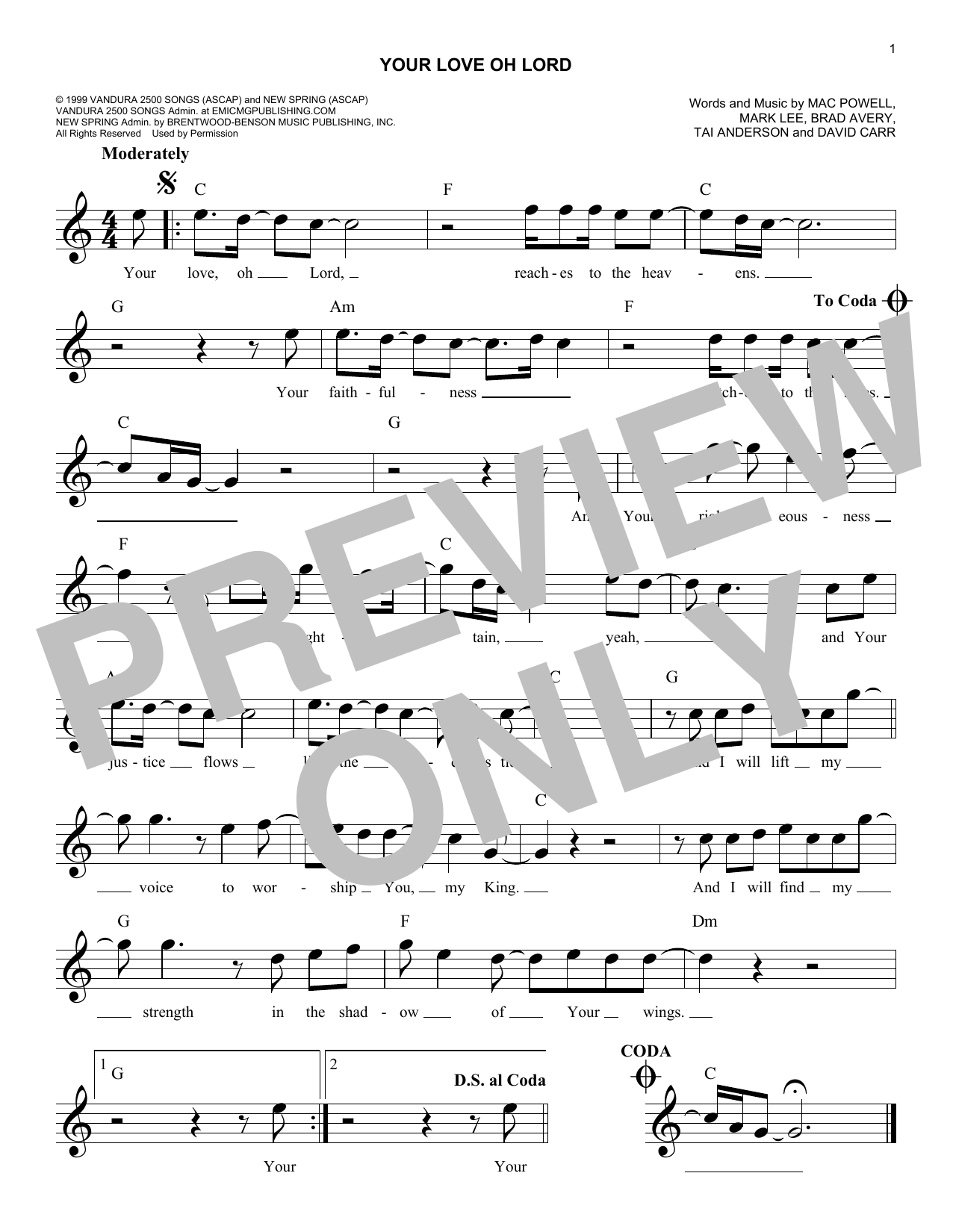 Download Third Day Your Love Oh Lord Sheet Music