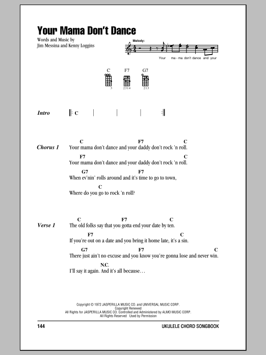 Download Loggins And Messina Your Mama Don't Dance Sheet Music