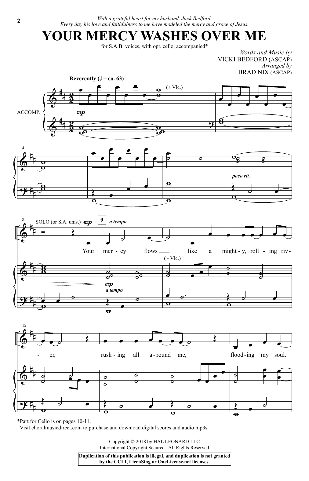Download Brad Nix Your Mercy Washes Over Me Sheet Music