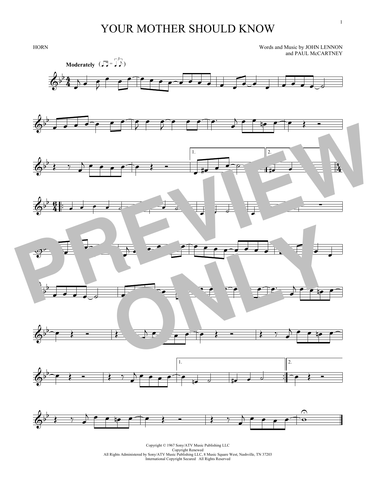 Download The Beatles Your Mother Should Know Sheet Music