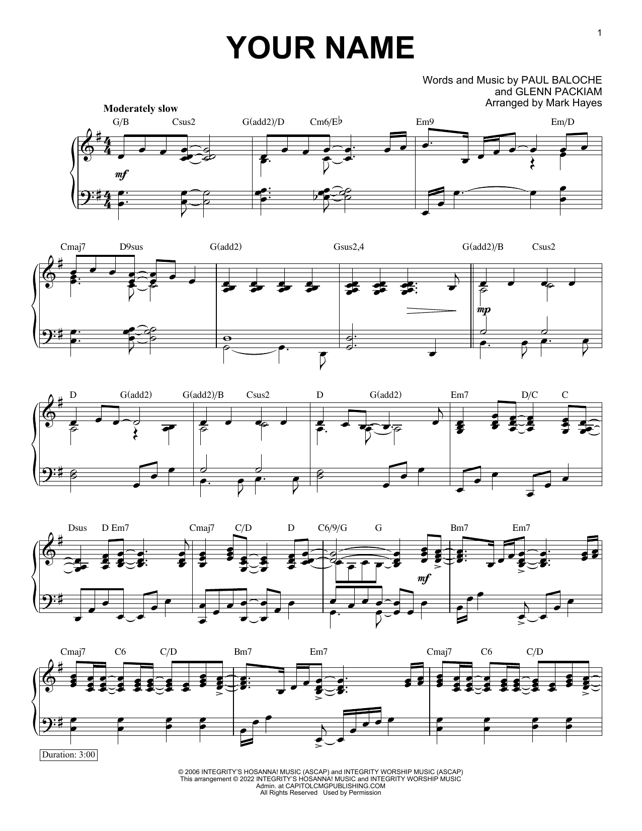 Download Paul Baloche Your Name (arr. Mark Hayes) Sheet Music