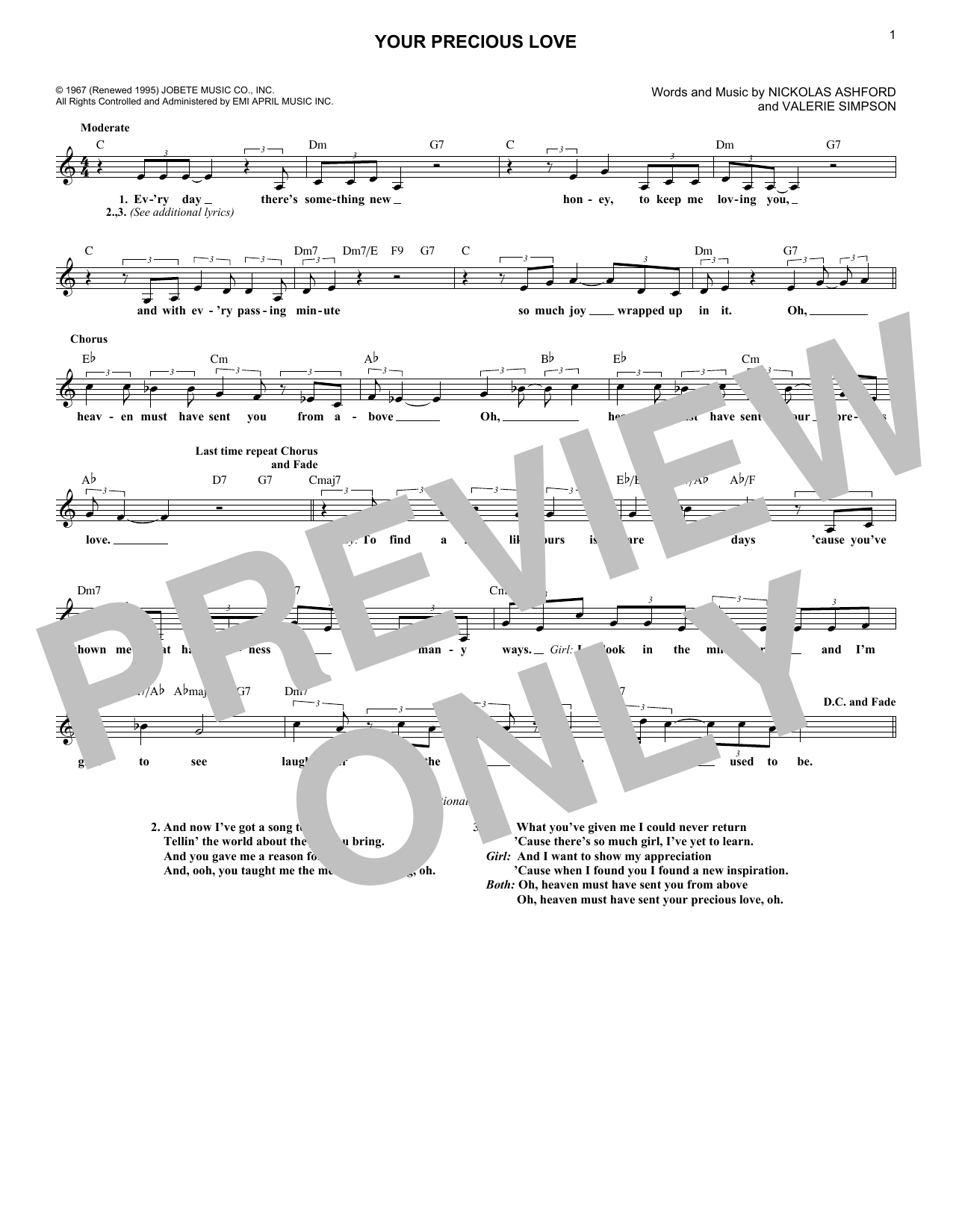 Download Marvin Gaye & Tammi Terrell Your Precious Love Sheet Music
