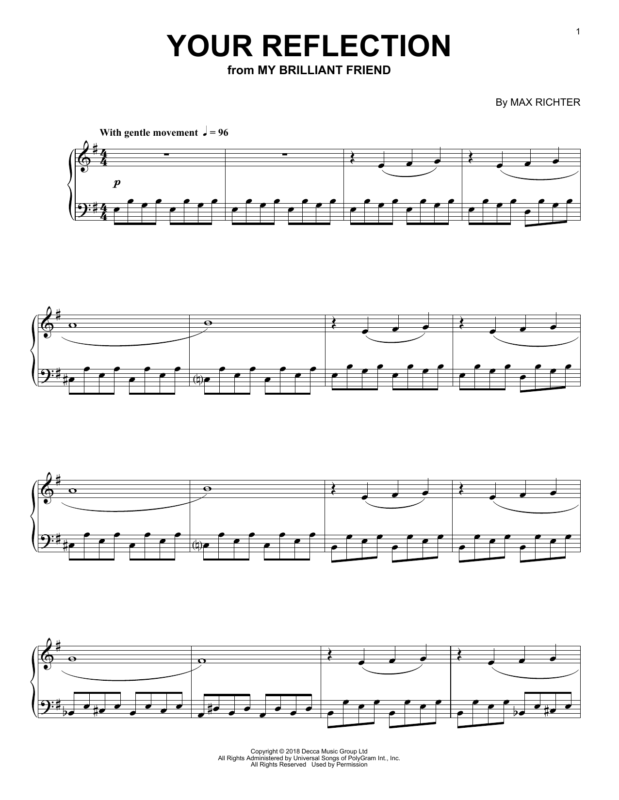 Download Max Richter Your Reflection (from My Brilliant Frie Sheet Music