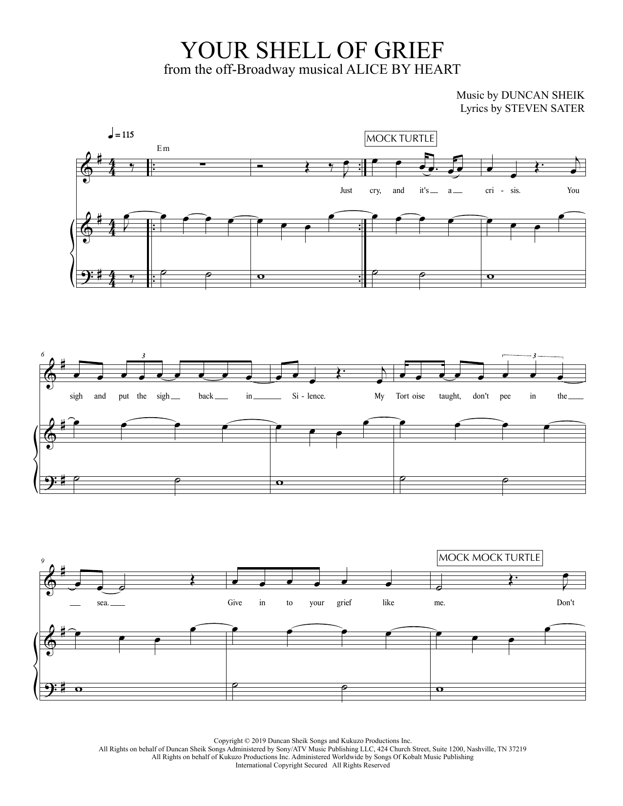 Download Duncan Sheik and Steven Sater Your Shell Of Grief (from Alice By Hear Sheet Music