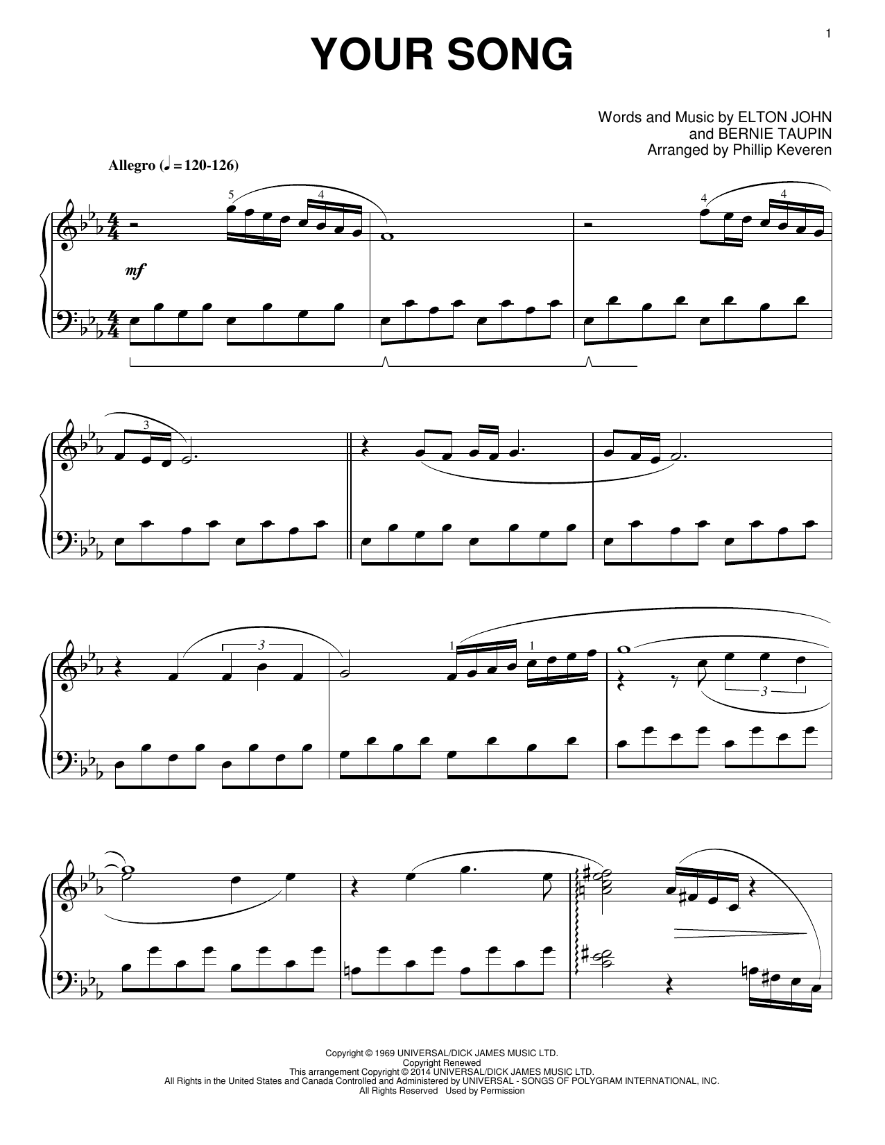 Download Elton John Your Song [Classical version] (arr. Phi Sheet Music