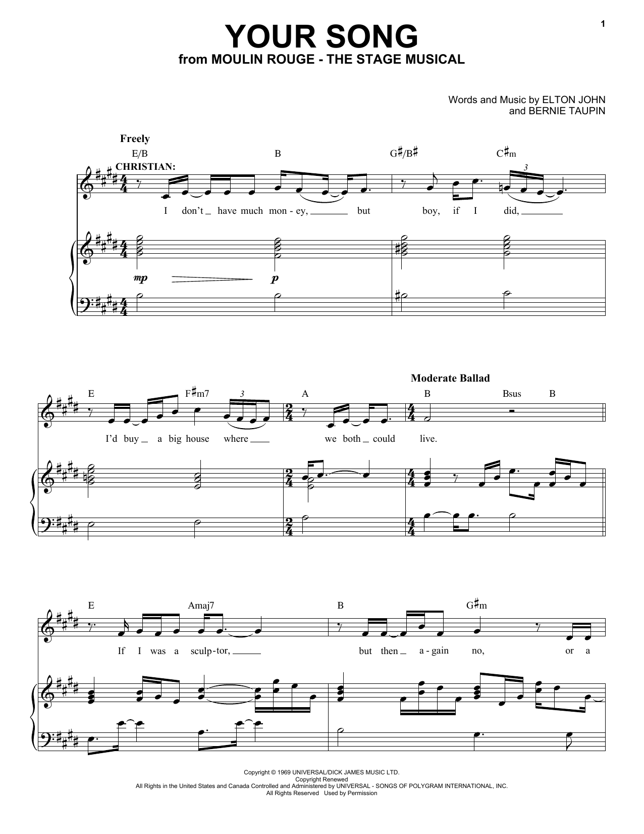 Download Moulin Rouge! The Musical Cast Your Song (from Moulin Rouge! The Music Sheet Music