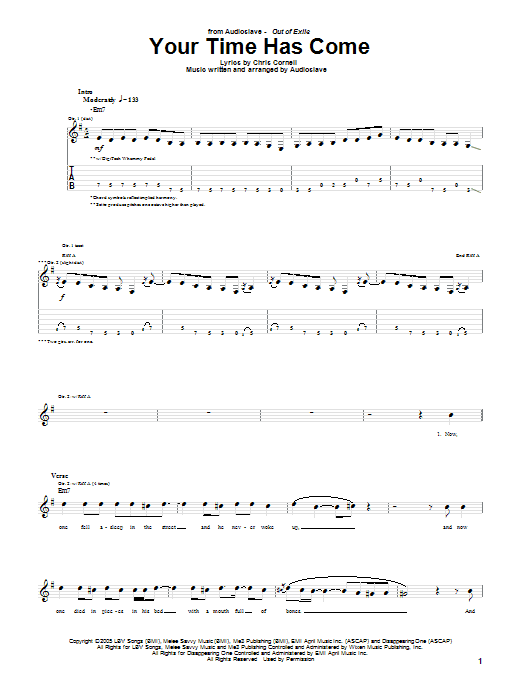 Download Audioslave Your Time Has Come Sheet Music
