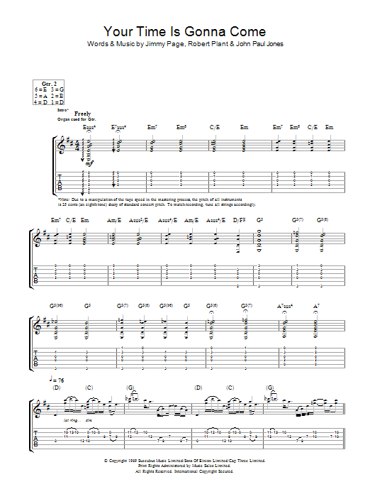 Download Led Zeppelin Your Time Is Gonna Come Sheet Music