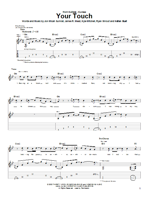 Download Kutless Your Touch Sheet Music