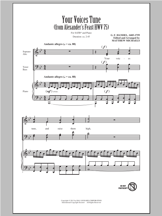 Download Matthew Michaels Your Voices Tune (from Alexander's Feas Sheet Music