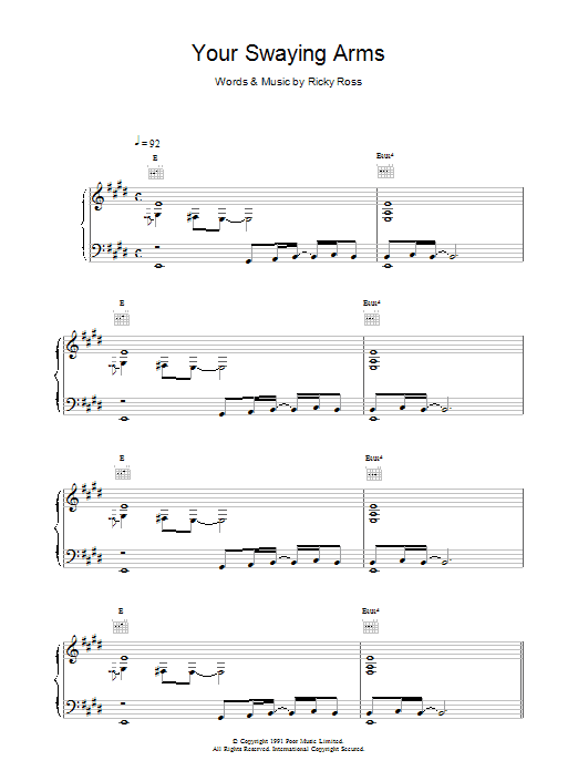 Deacon Blue Your Swaying Arms sheet music notes printable PDF score