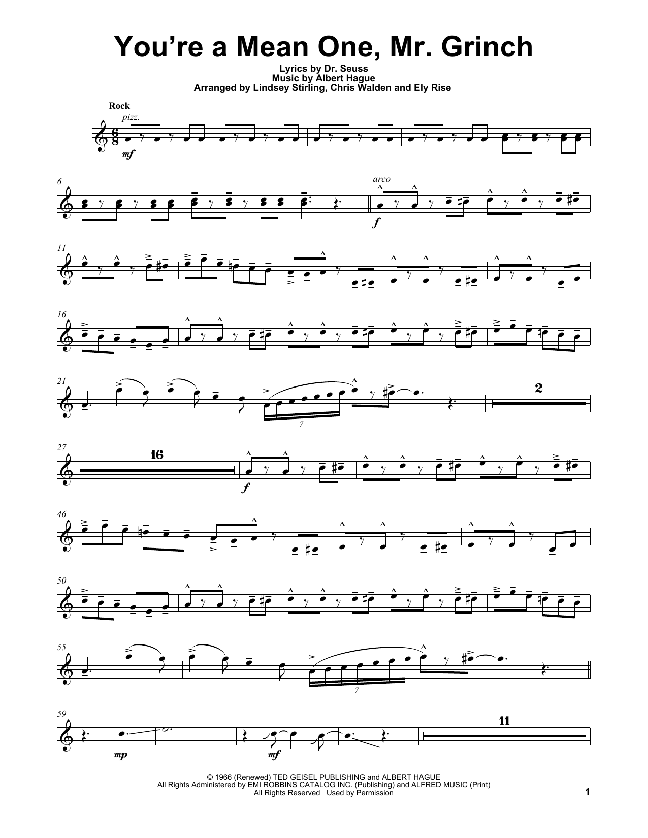 Download Lindsey Stirling You're A Mean One, Mr. Grinch Sheet Music