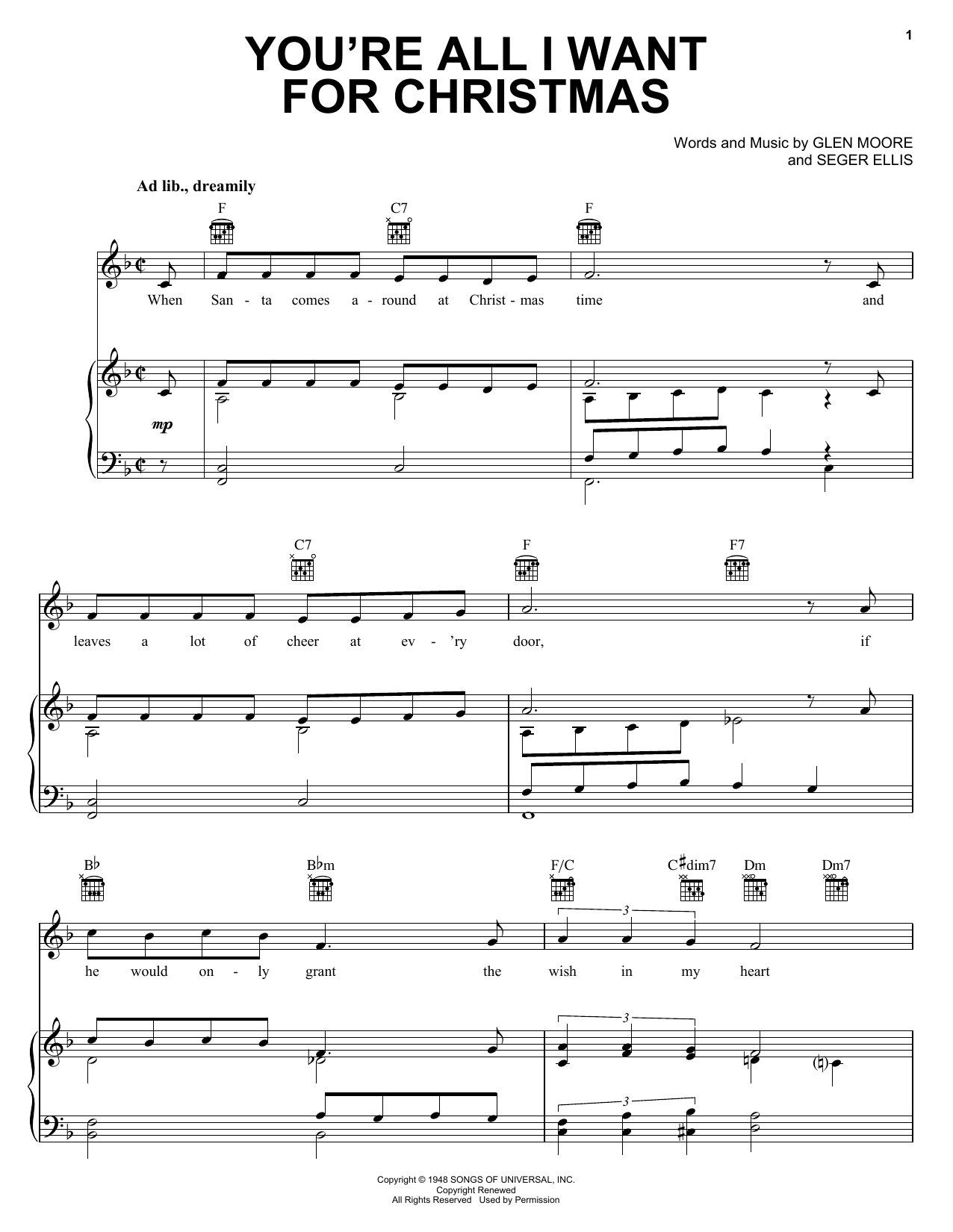 Download Brook Benton You're All I Want For Christmas Sheet Music