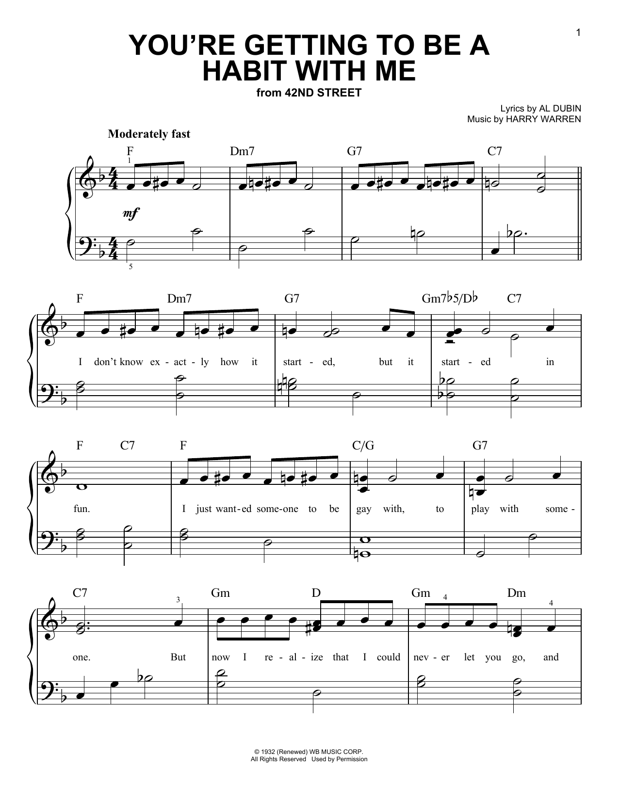 Download Harry Warren You're Getting To Be A Habit With Me Sheet Music