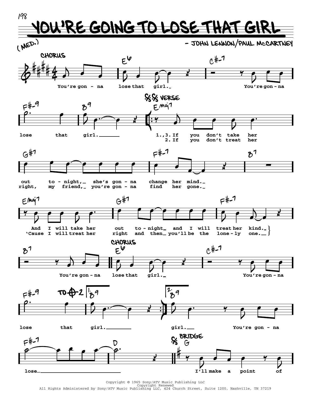 Download The Beatles You're Going To Lose That Girl [Jazz ve Sheet Music