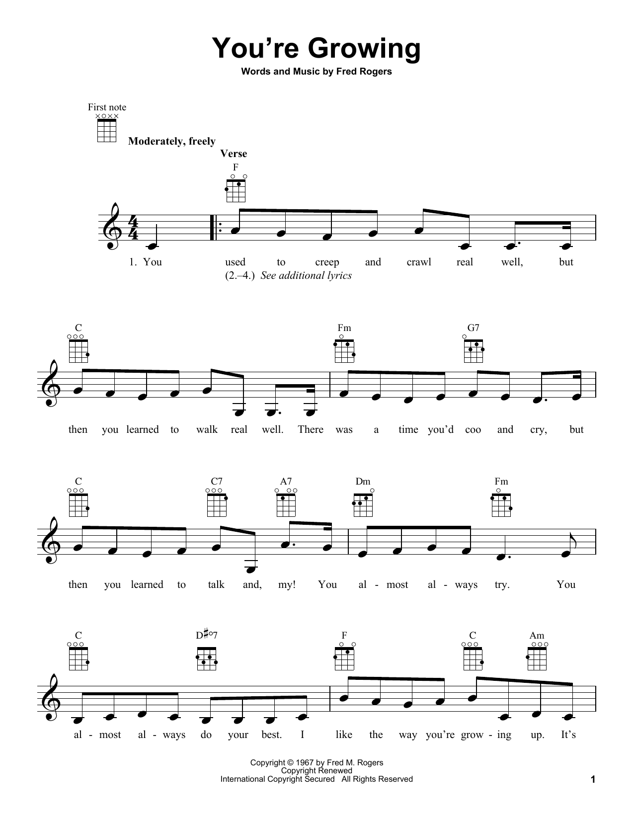 Download Fred Rogers You're Growing (from Mister Rogers' Nei Sheet Music