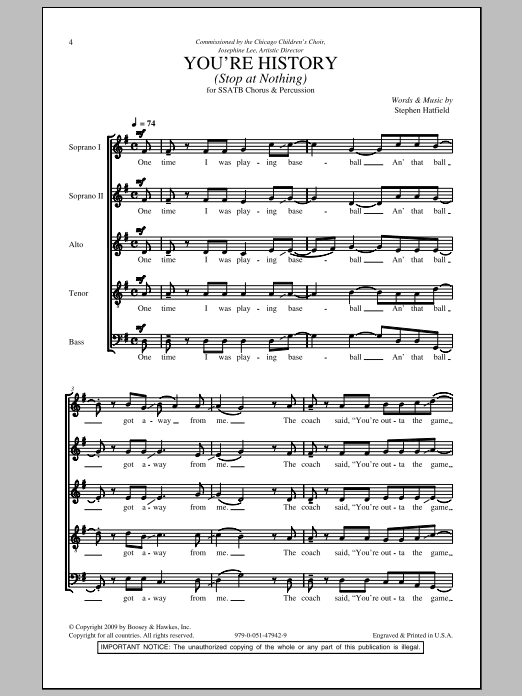 Download Stephen Hatfield You're History (Stop At Nothing) Sheet Music