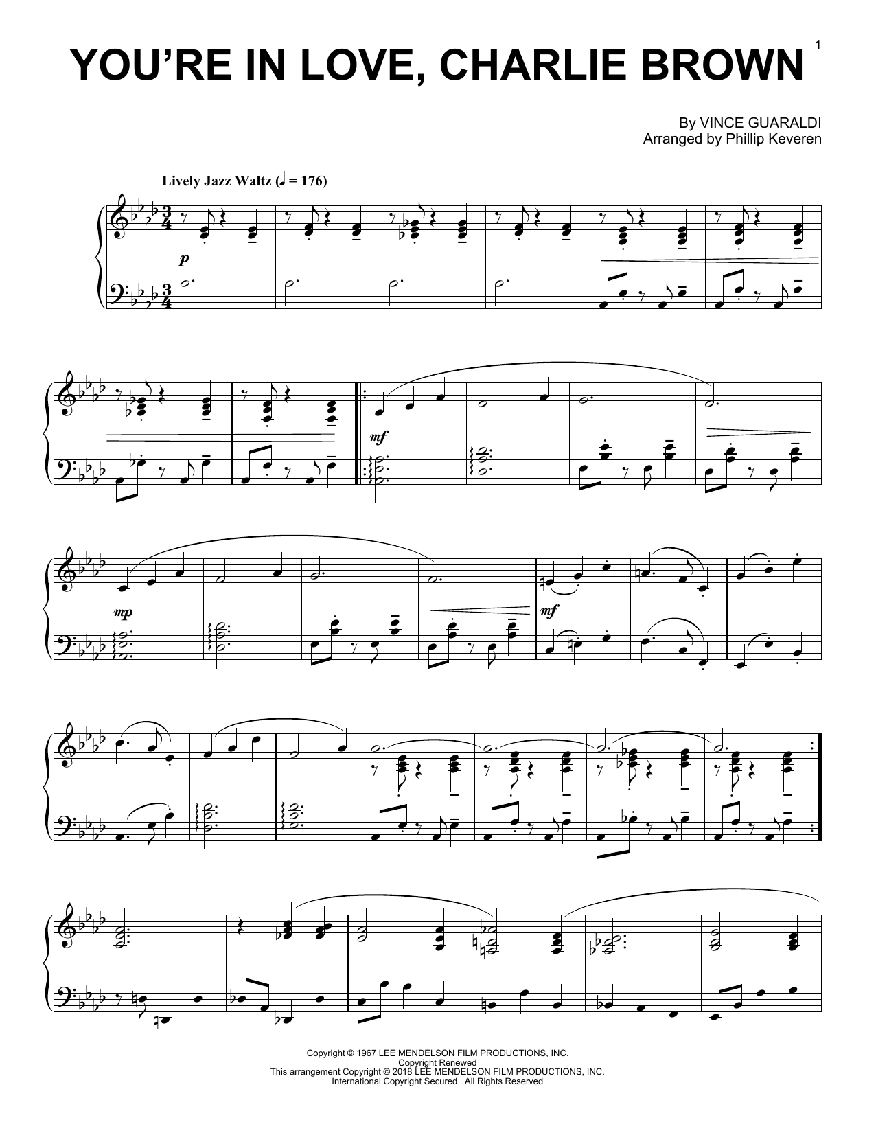 Download Vince Guaraldi You're In Love, Charlie Brown (arr. Phi Sheet Music