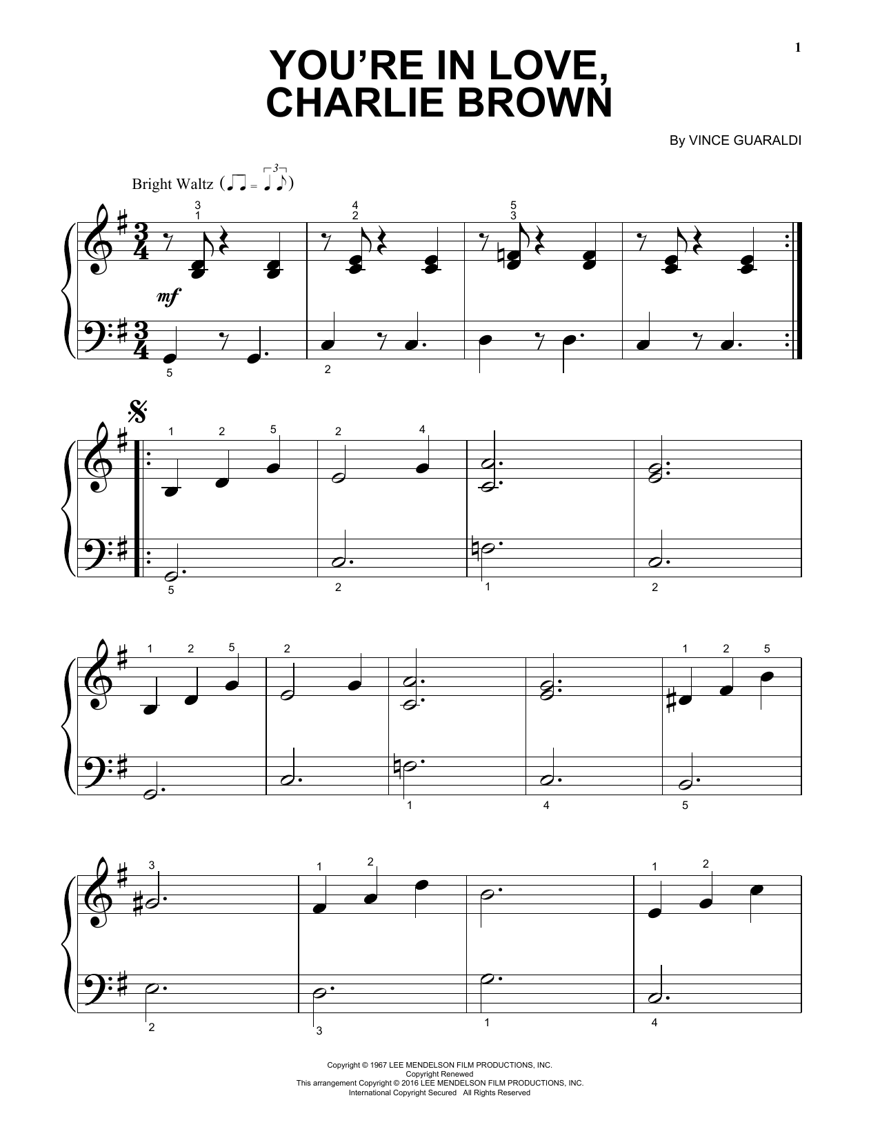 Download Vince Guaraldi You're In Love, Charlie Brown Sheet Music