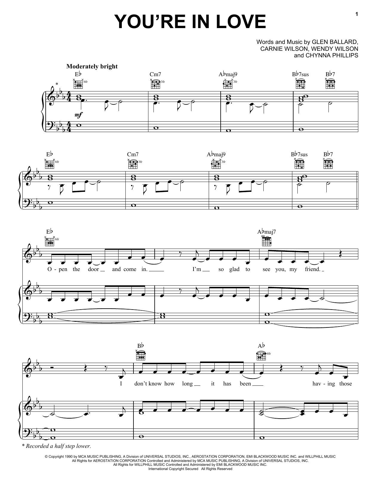 Download Wilson Phillips You're In Love Sheet Music