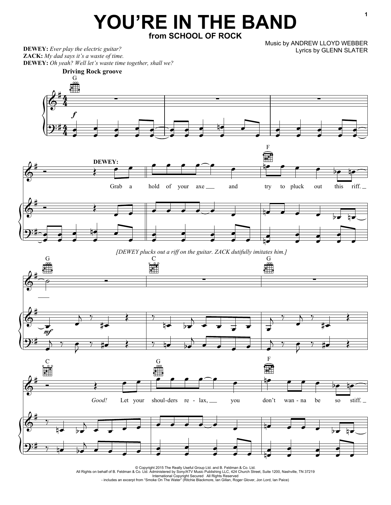 Download Andrew Lloyd Webber You're In The Band (from School of Rock Sheet Music