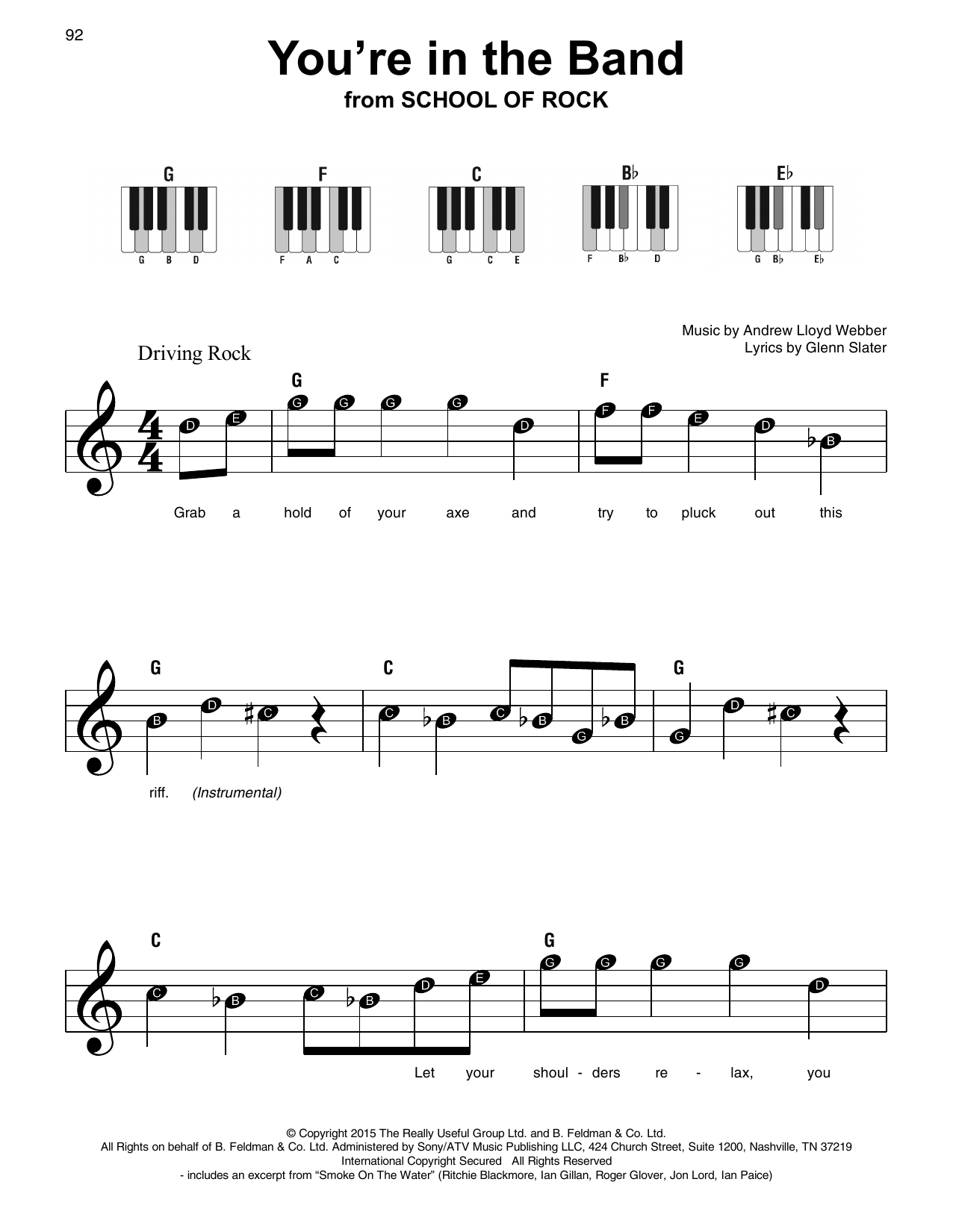 Download Andrew Lloyd Webber You're In The Band (from School of Rock Sheet Music
