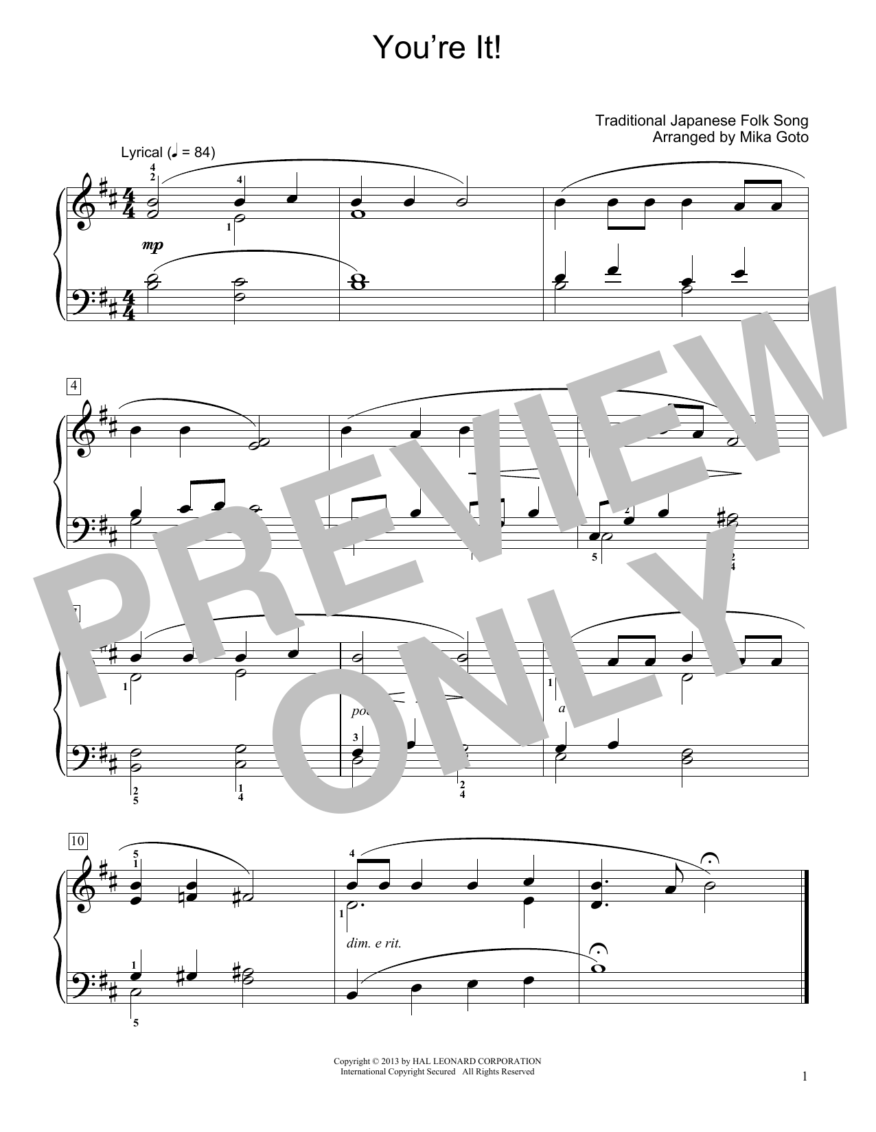 Download Traditional Japanese Folk Song You're It! (arr. Mika Goto) Sheet Music