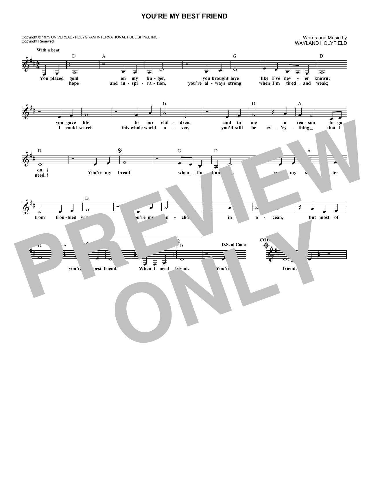 Download Don Williams You're My Best Friend Sheet Music