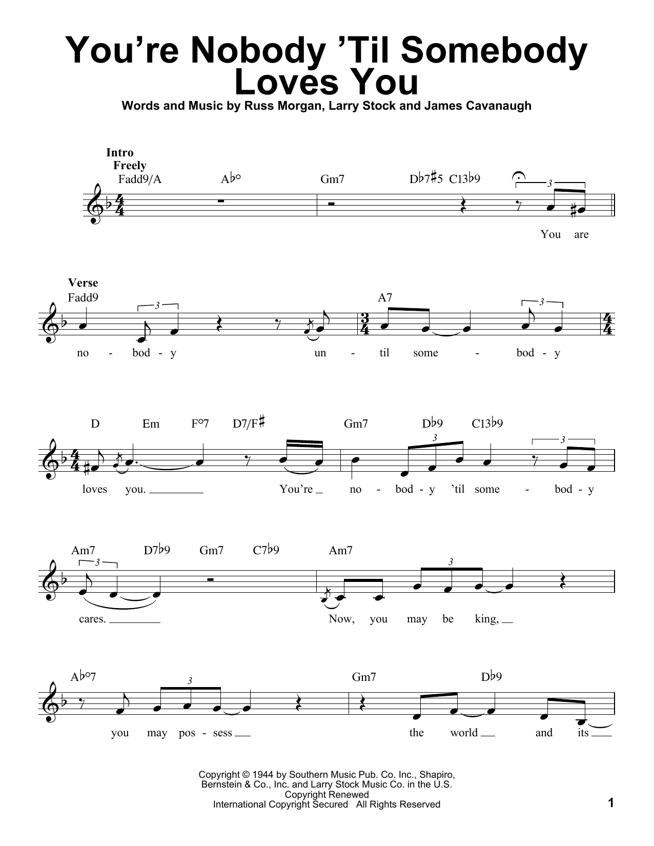 Download Michael Bublé You're Nobody 'til Somebody Loves You Sheet Music