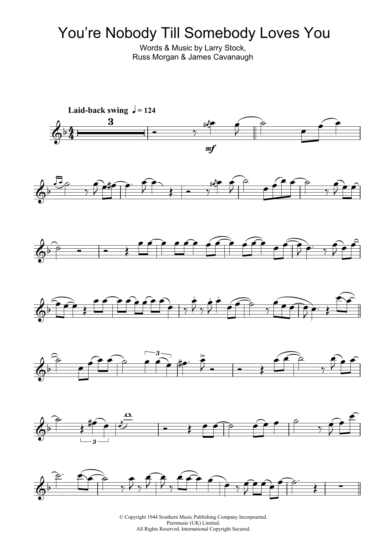 Download Frank Sinatra You're Nobody Till Somebody Loves You Sheet Music