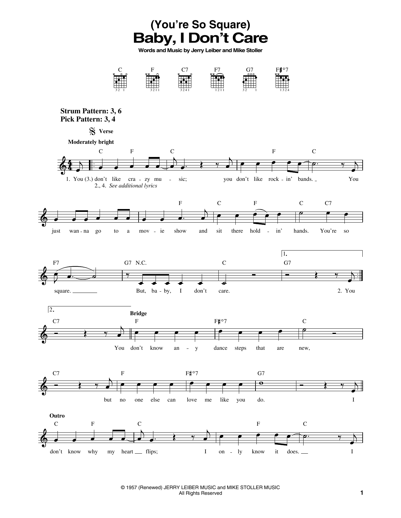 Download Elvis Presley (You're So Square) Baby, I Don't Care Sheet Music