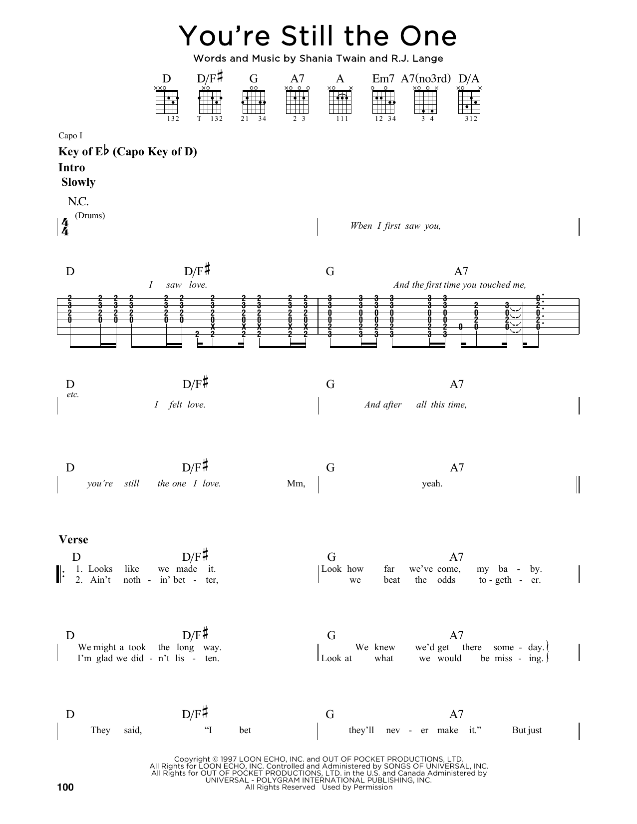 Download Shania Twain You're Still The One Sheet Music
