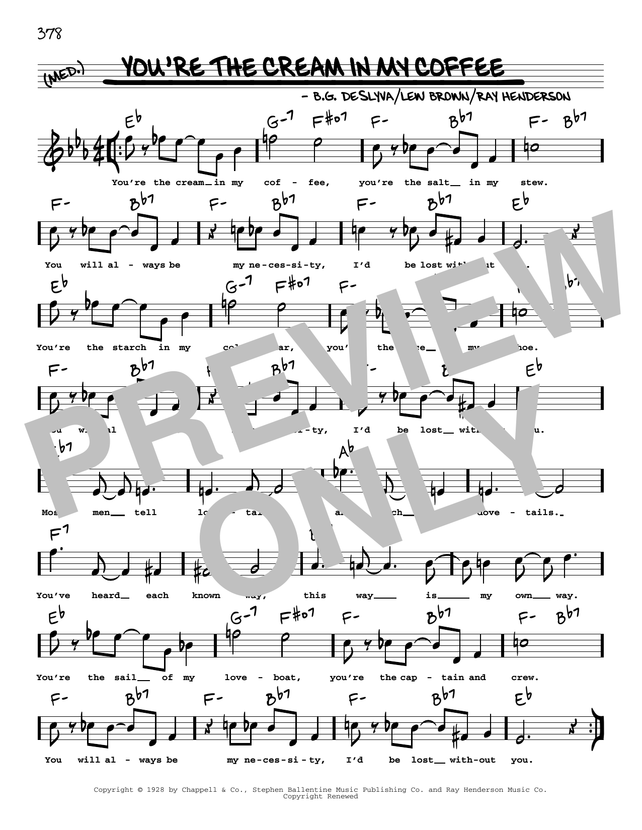 Download B.G. DeSylva You're The Cream In My Coffee (arr. Rob Sheet Music