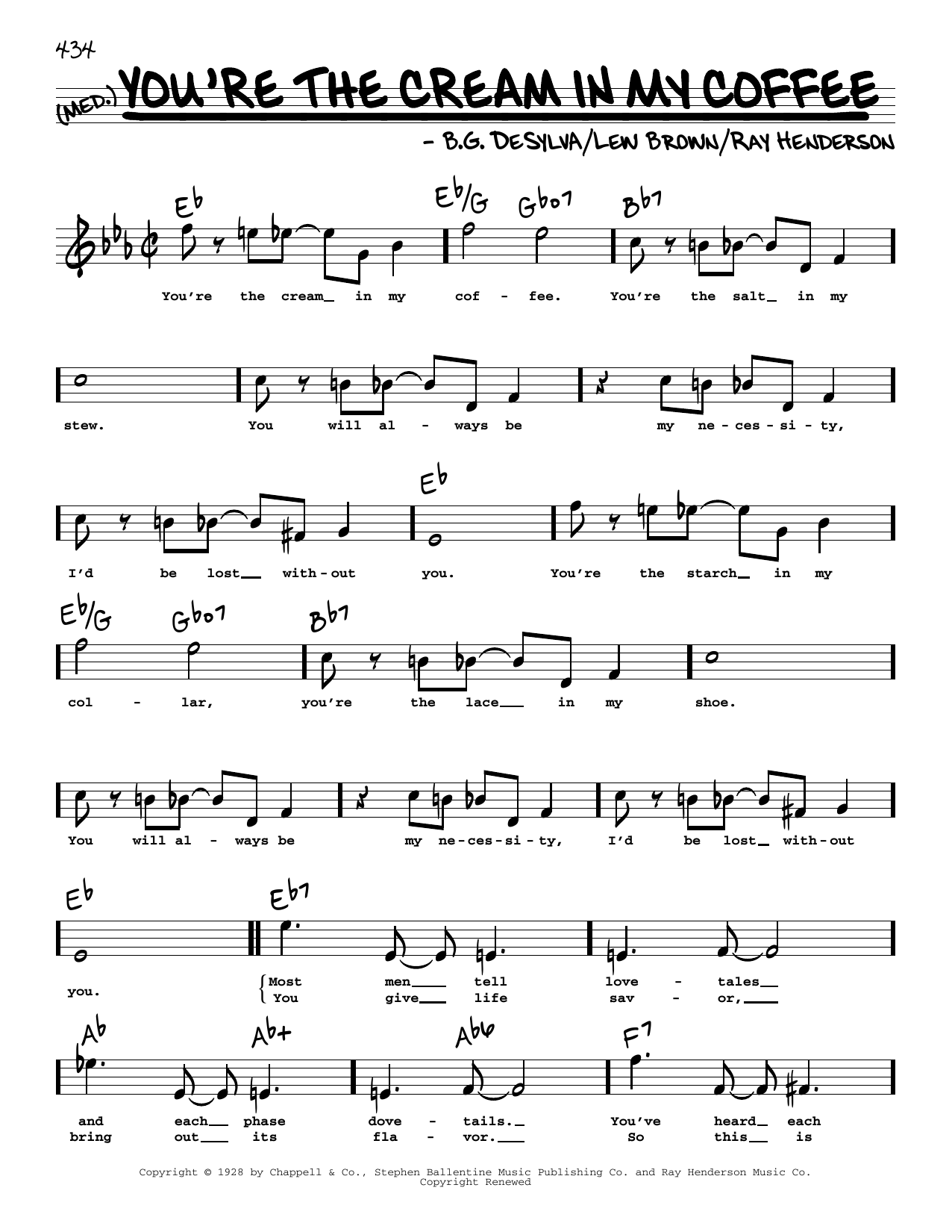Download Ray Henderson You're The Cream In My Coffee (High Voi Sheet Music