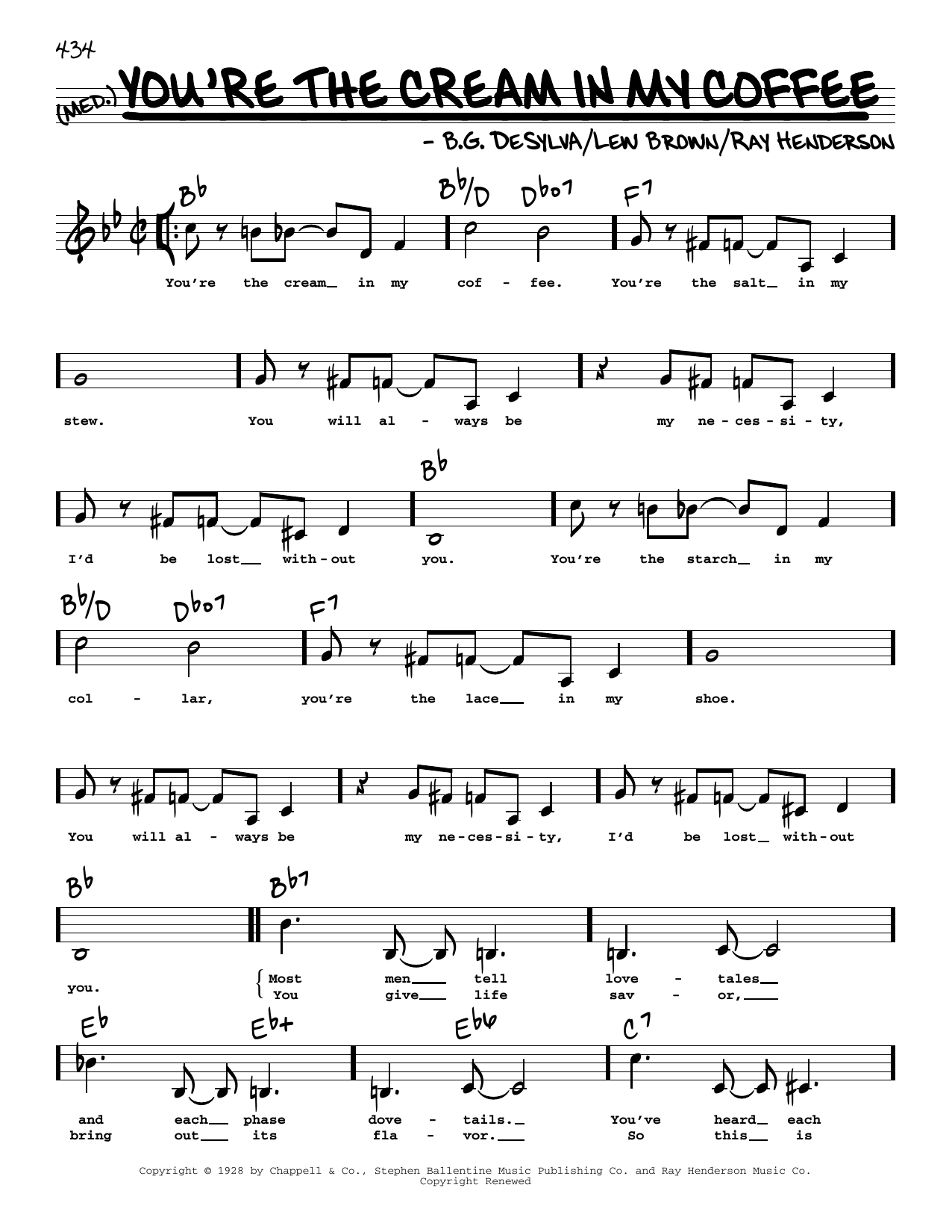 Download B.G. DeSylva You're The Cream In My Coffee (Low Voic Sheet Music