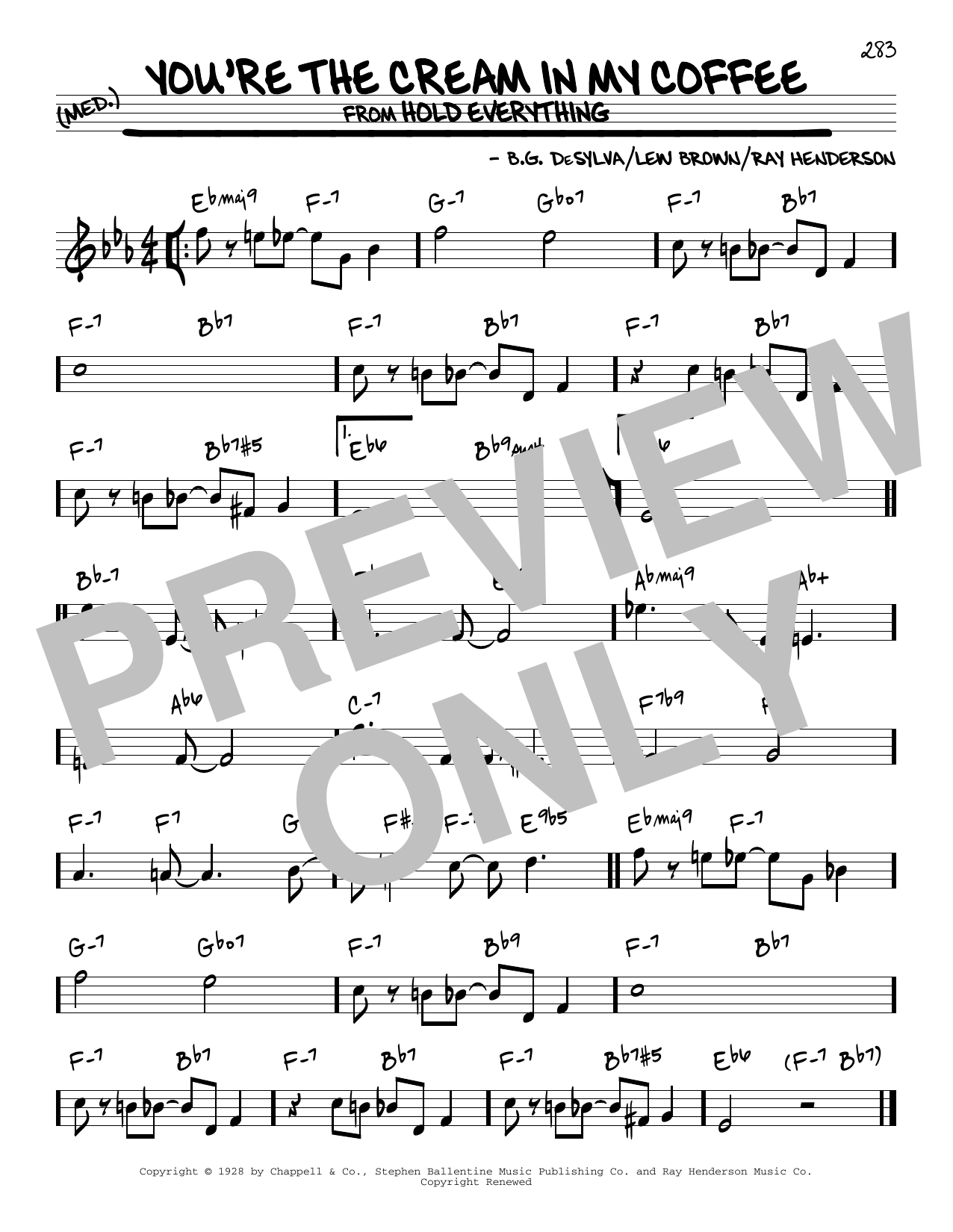 Download Ray Henderson You're The Cream In My Coffee Sheet Music
