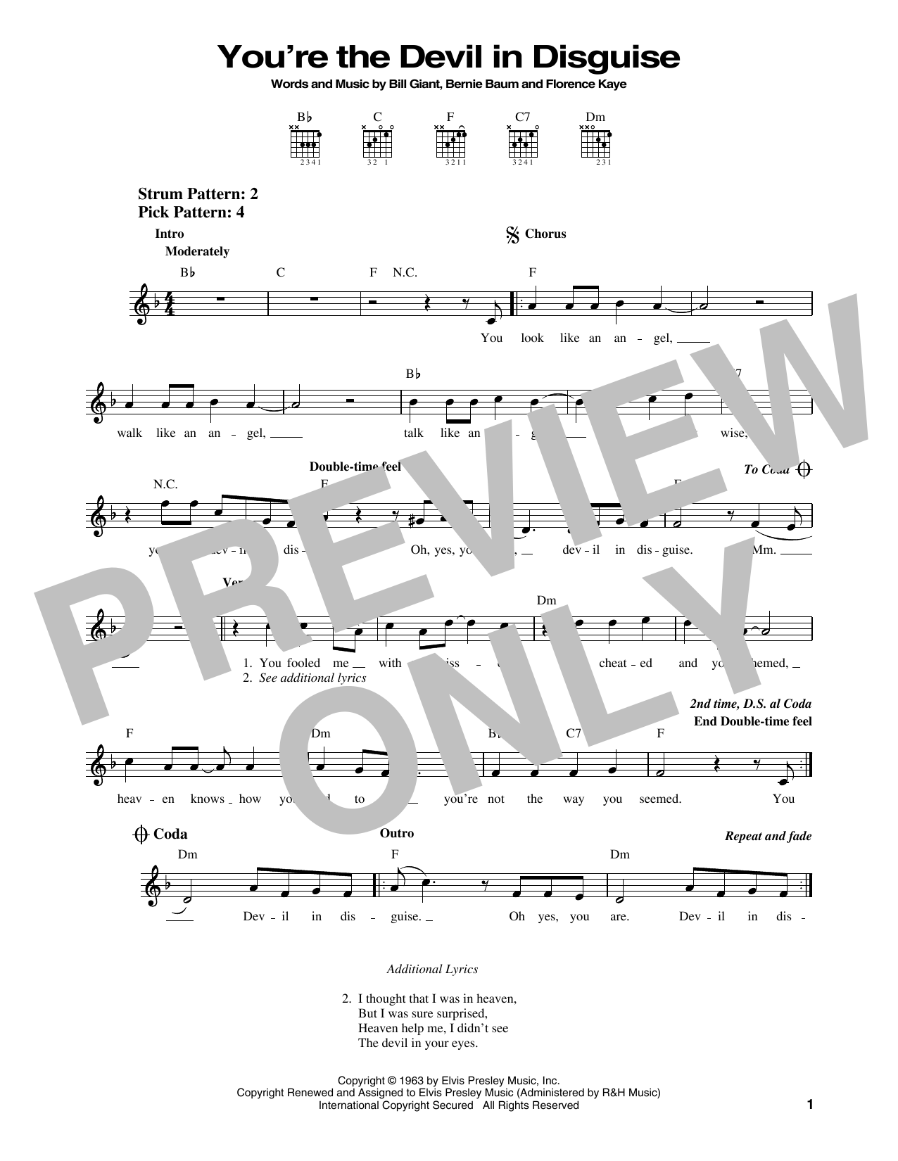Download Elvis Presley (You're The) Devil In Disguise Sheet Music