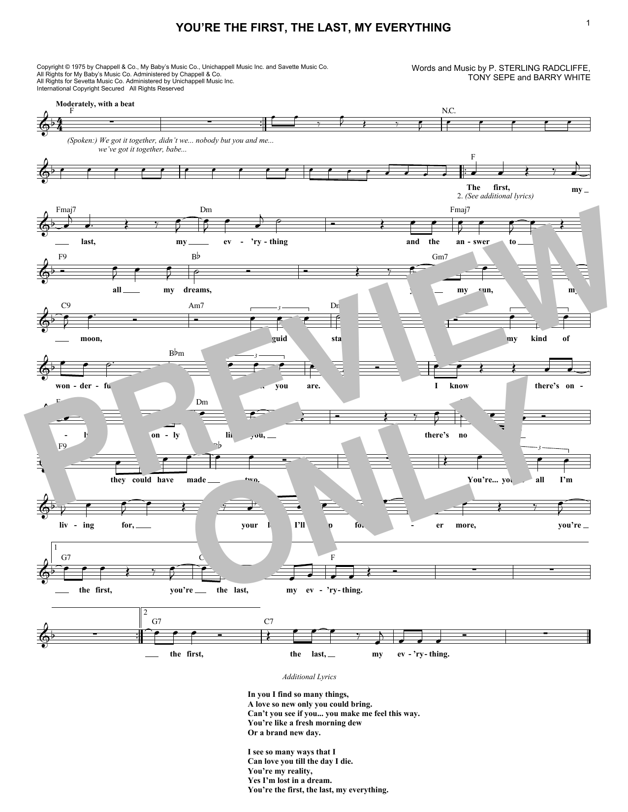 Download Barry White You're The First, The Last, My Everythi Sheet Music