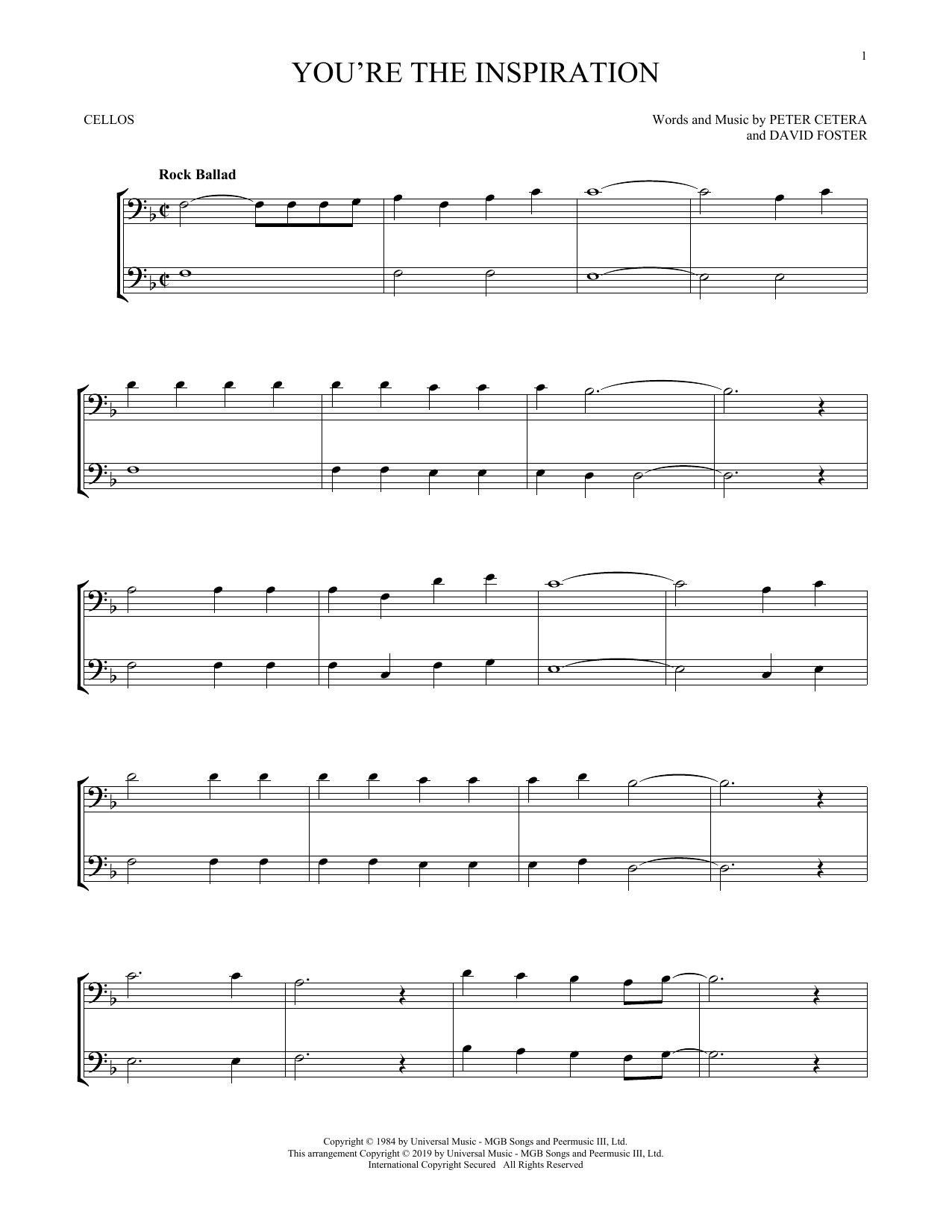 Download Chicago You're The Inspiration Sheet Music