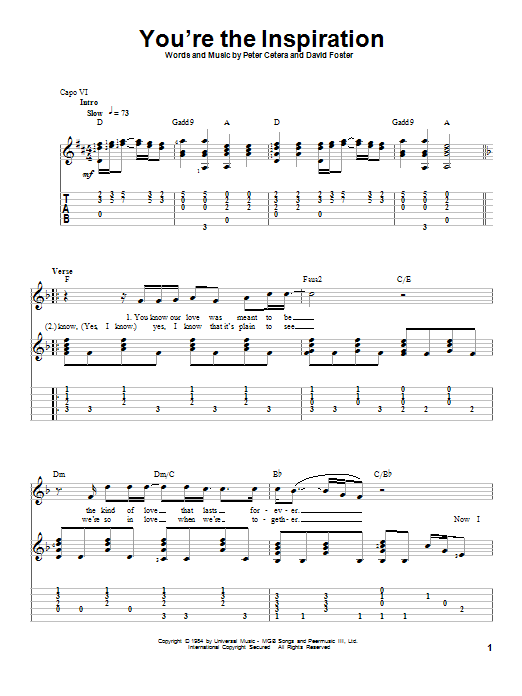 Download Chicago You're The Inspiration Sheet Music