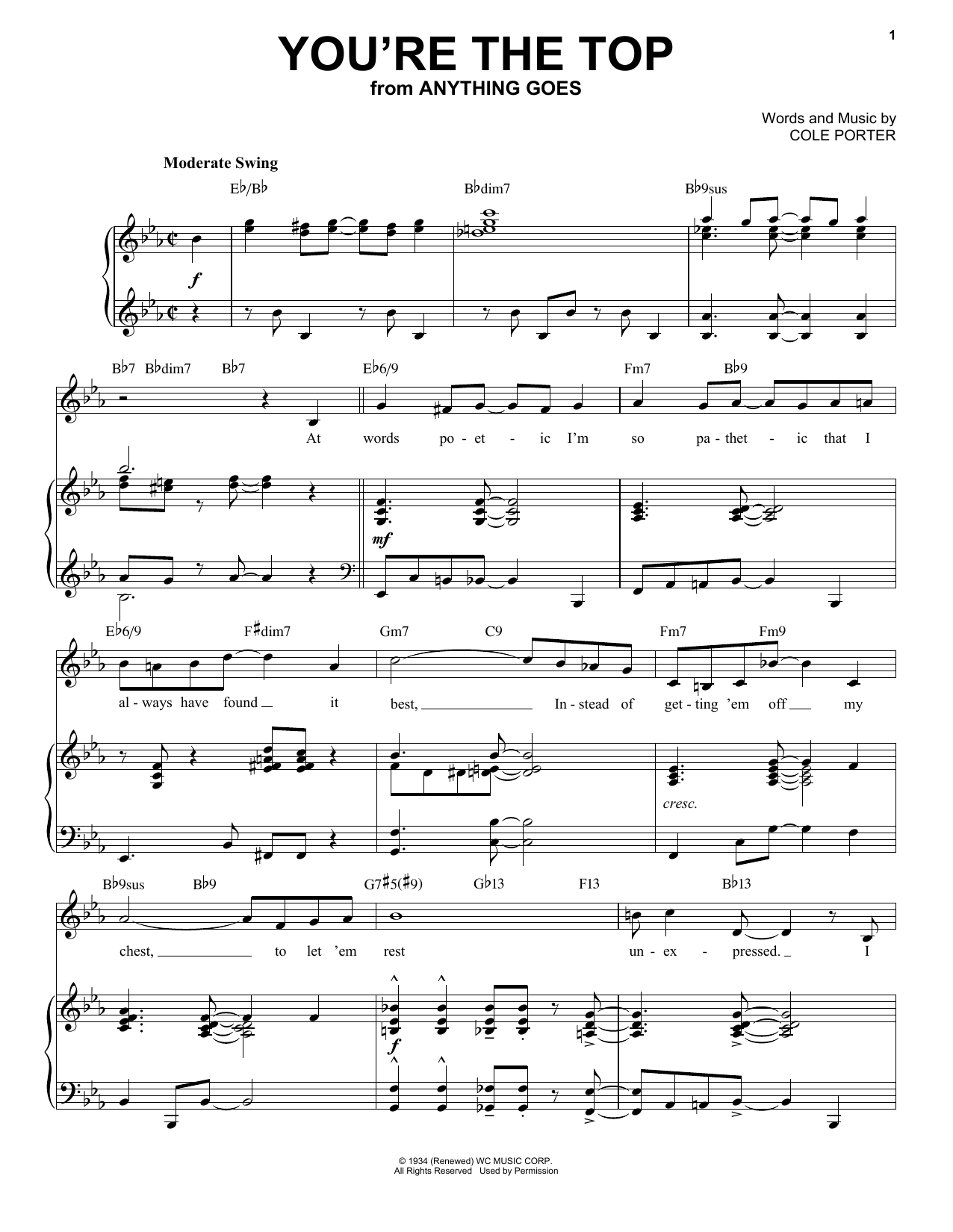 Download Cole Porter You're The Top [Jazz version] (from Any Sheet Music