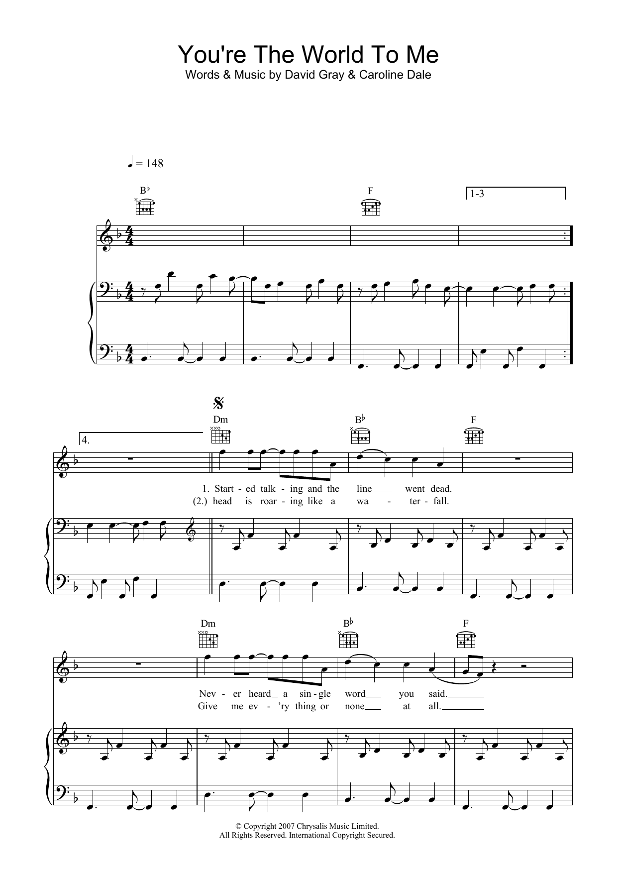 Download David Gray You're The World To Me Sheet Music