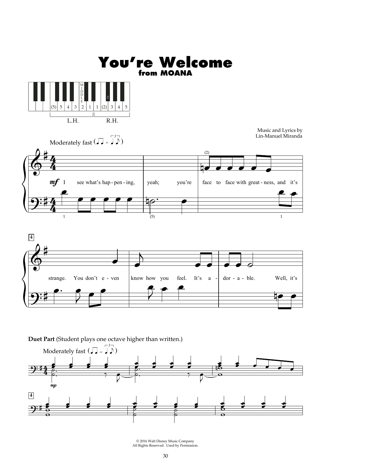 Download Lin-Manuel Miranda You're Welcome (from Moana) Sheet Music