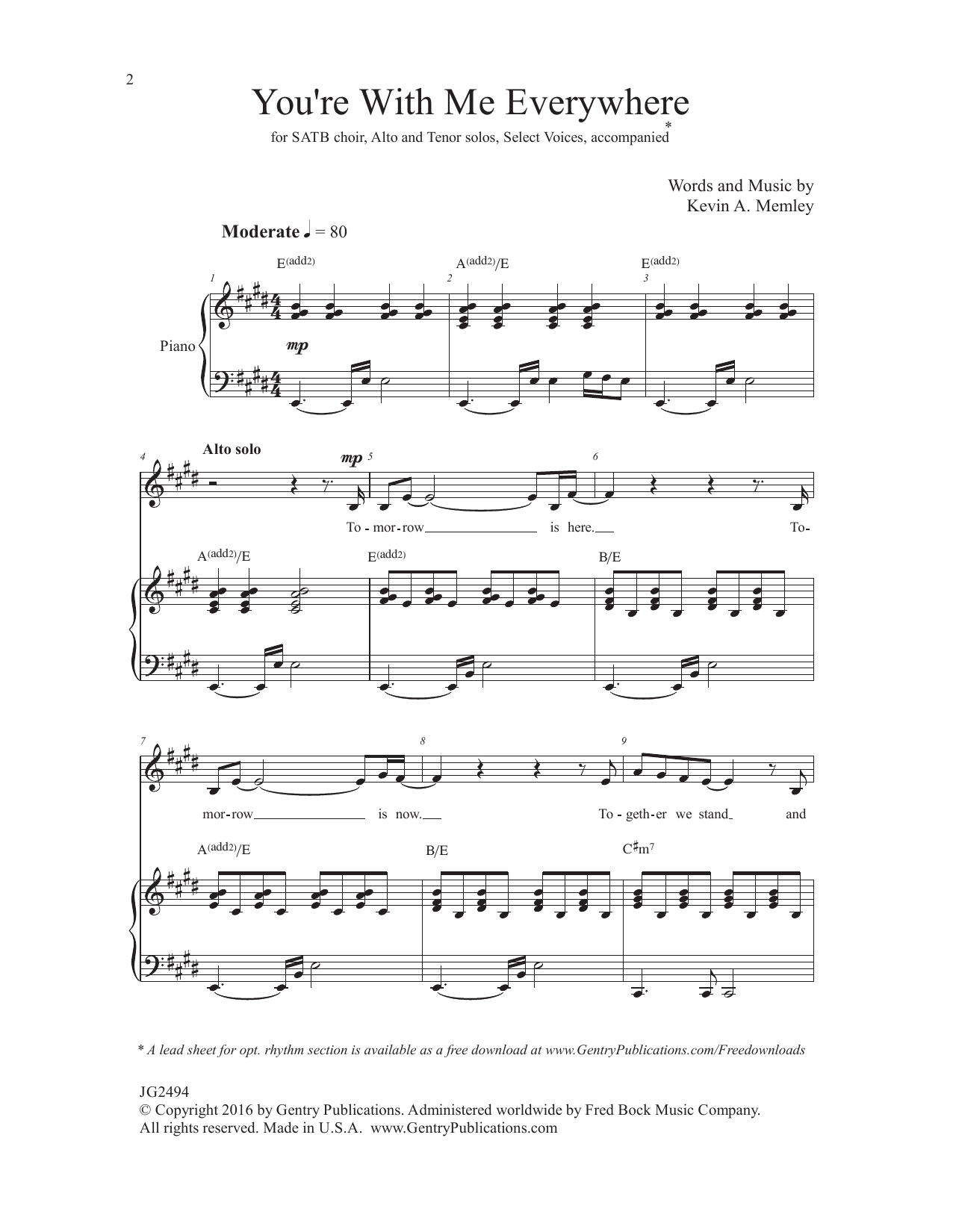 Download Kevin A. Memley You're with Me Everywhere Sheet Music