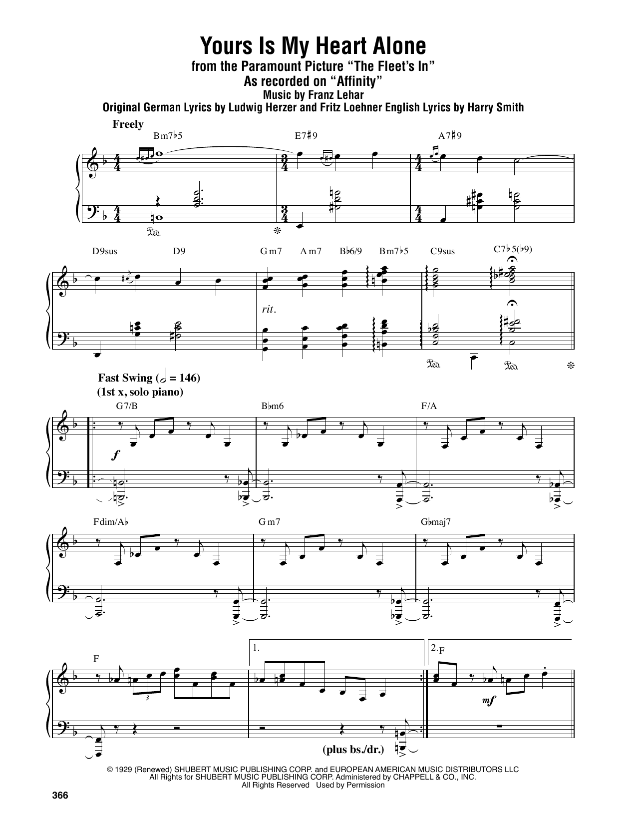 Download Oscar Peterson Trio Yours Is My Heart Alone (from The Fleet Sheet Music